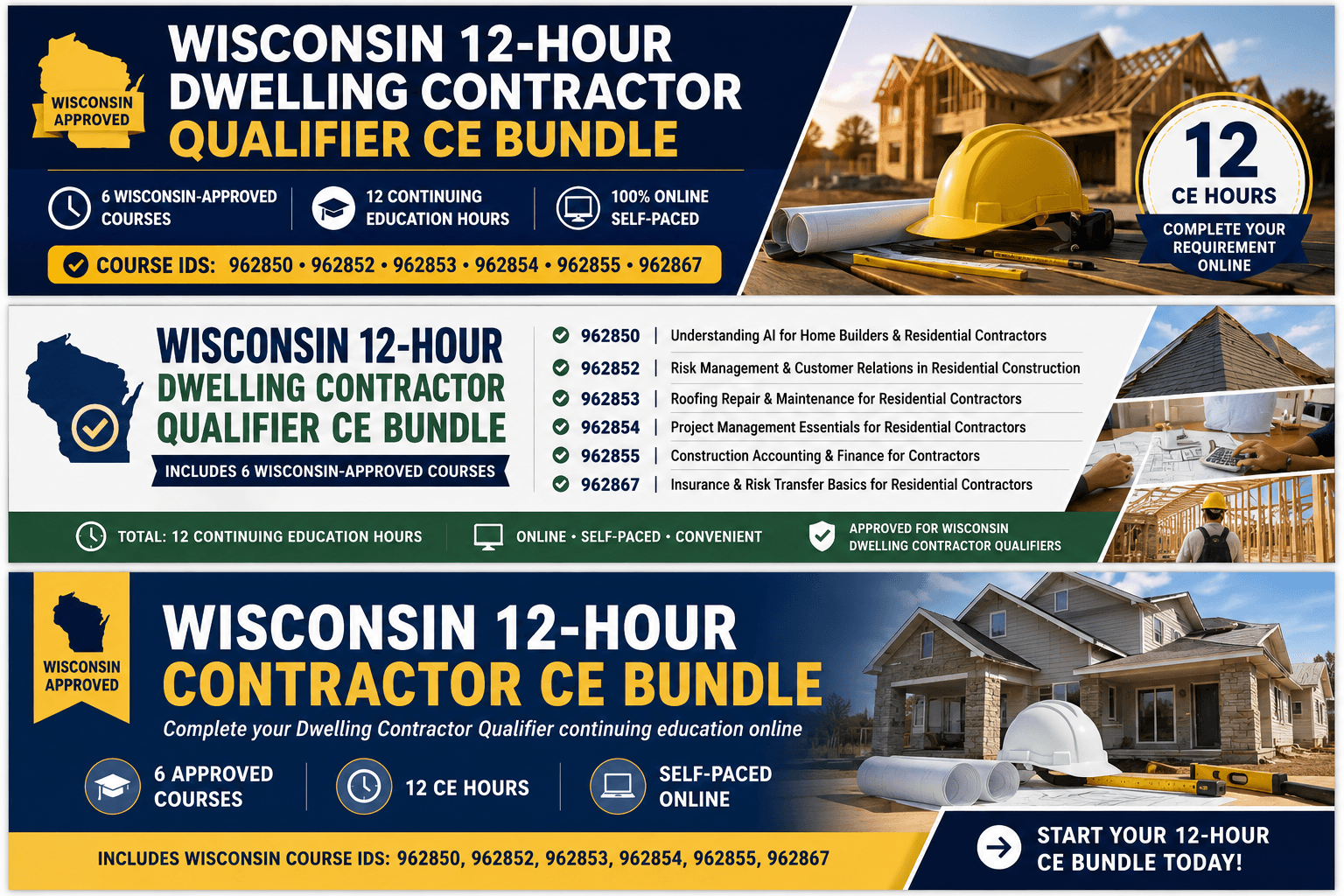 Wisconsin 12-Hour CE Bundle Including Six DSPS-Approved Courses