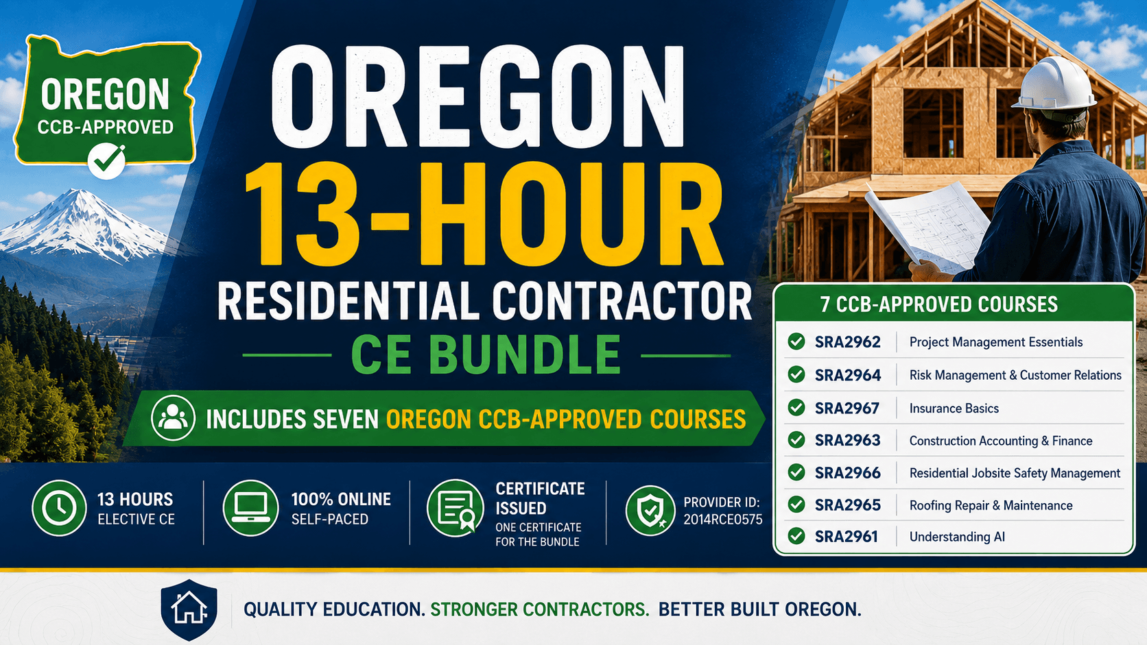 Oregon 13-Hour Residential Contractor CE Bundle