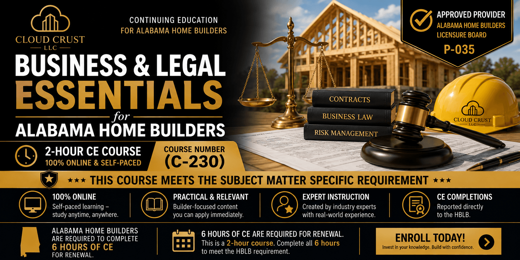 2 Hr CE- Business & Legal Essentials for Alabama Home Builders